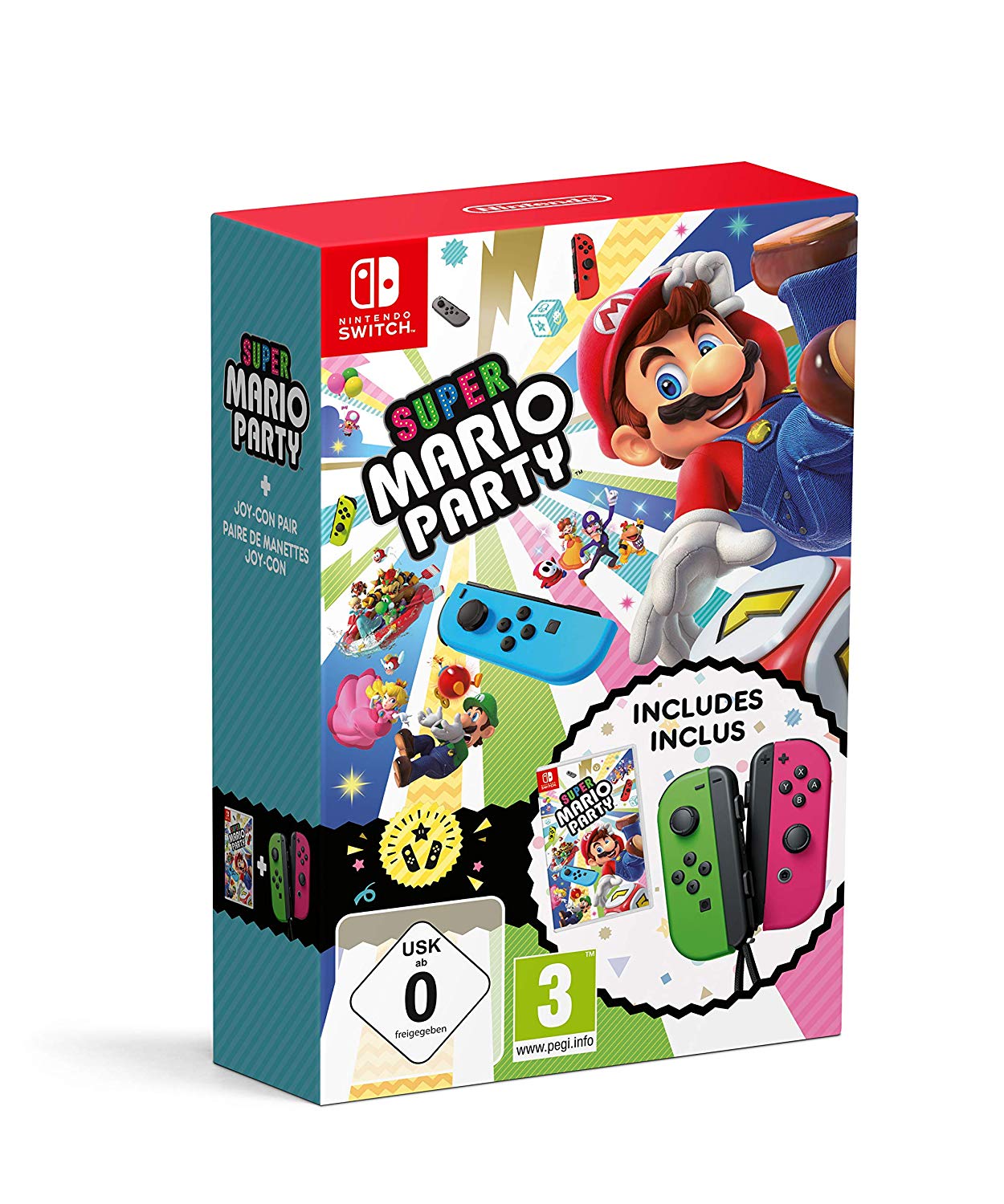 Bundle Super Mario Party + Neon Green/ Neon Pink Joy-Con (Nintendo Switch)