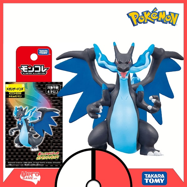 Giới thiệu mô hình Pokemon Mega Charizard X - Takara Tomy