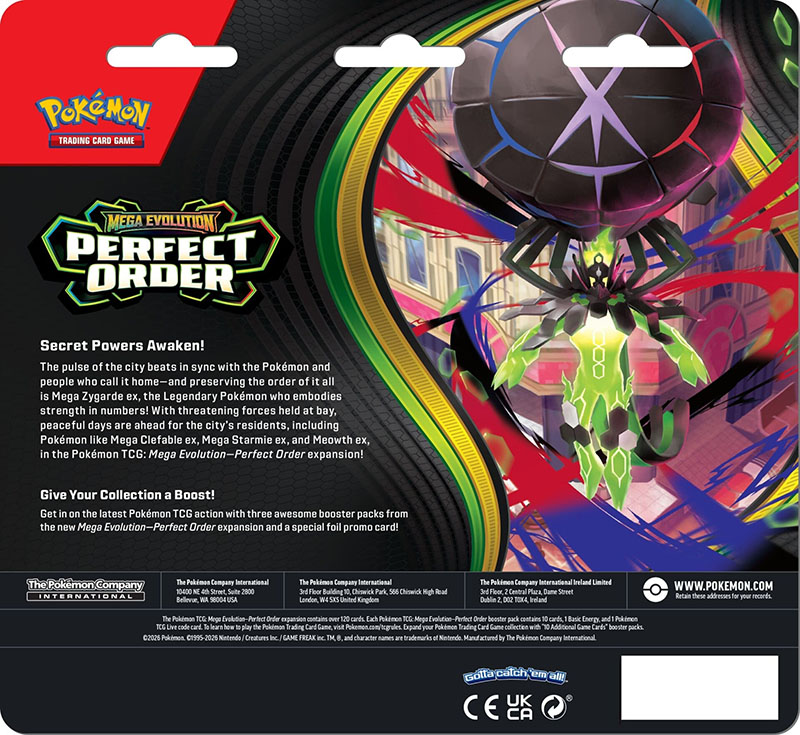Thẻ bài TCG Pokemon Mega Evolution Perfect Order Blister 3-Pack Chikorita ME03