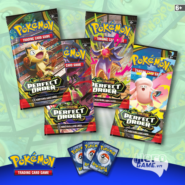 Thẻ bài TCG Pokemon Mega Evolution Perfect Order Booster Pack ME03