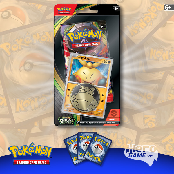 Thẻ bài TCG Pokemon Mega Evolution Perfect Order Checklane Blister Makuhita ME03