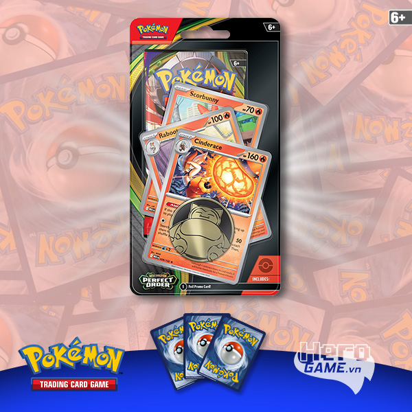 Thẻ bài TCG Pokemon Mega Evolution Perfect Order Premium Blister Checklane Cinderace ME03